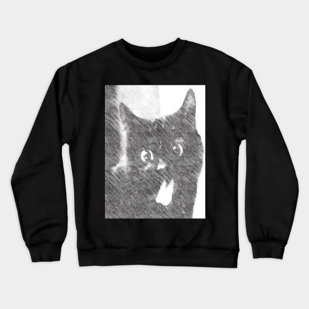 black cat Crewneck Sweatshirt by Banyu_Urip